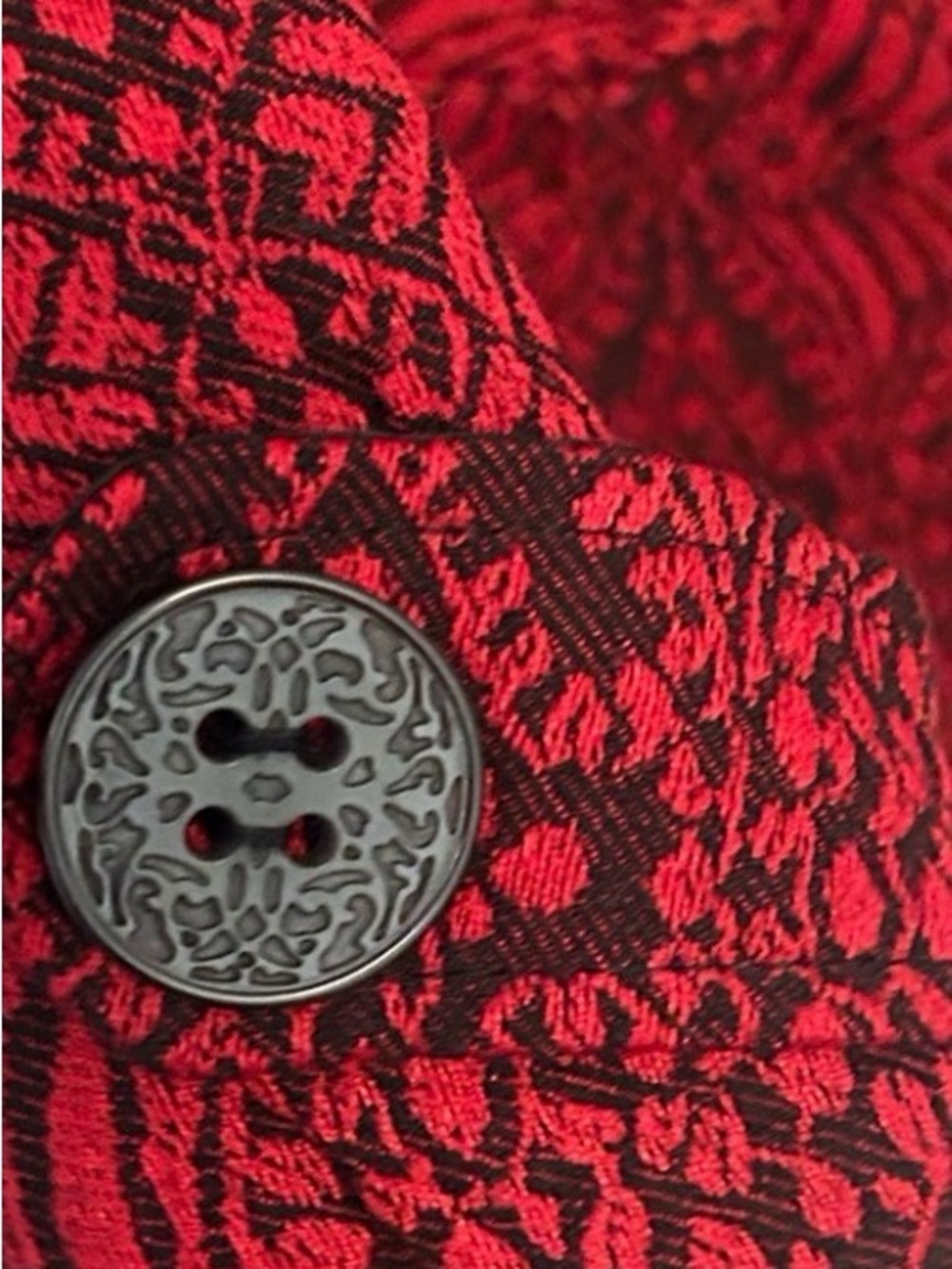 Coldwater Creek Vintage 90s Jacquard Blazer Red Black Size 20 NWOT - Picture 3 of 3